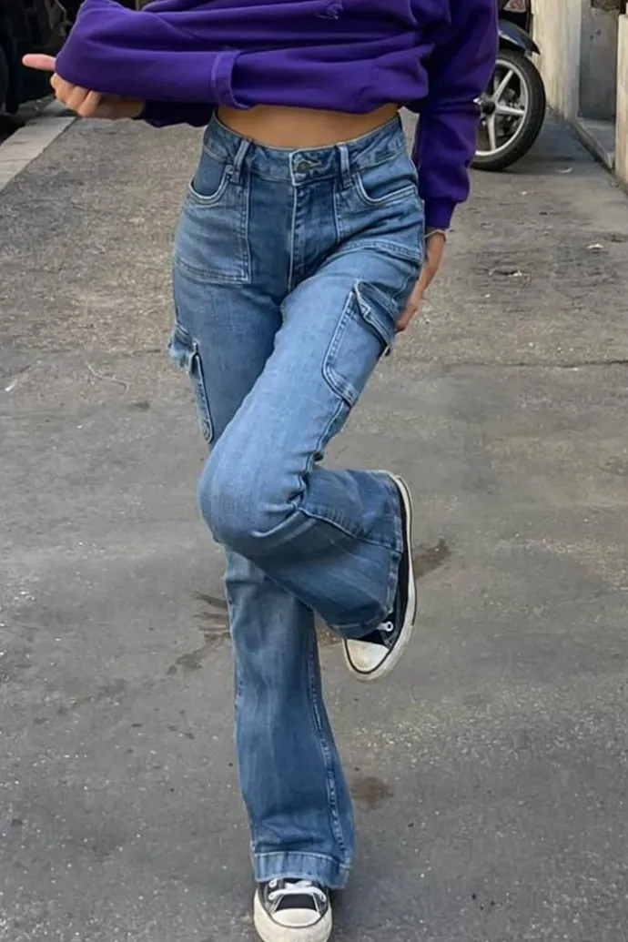 Donna Subdued Jeans flare con tasconi