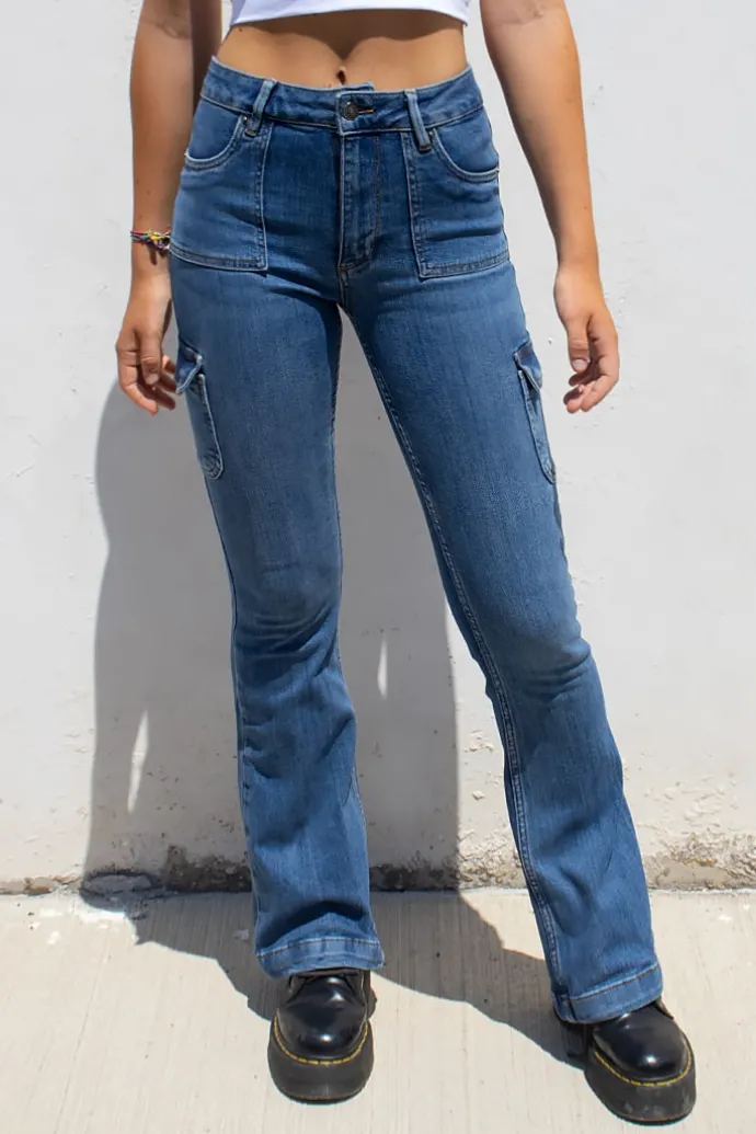 Donna Subdued Jeans flare con tasconi